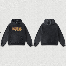 420g Vintage Wash Old Cotton Flame Believe Printed Hoodie