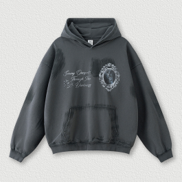 370g Vintage Wash Old Cotton Gradation Letter Printed Hoodie