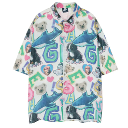 Animal & Letter Graphic Drop Shoulder Shirt