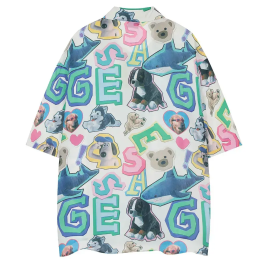 Animal & Letter Graphic Drop Shoulder Shirt