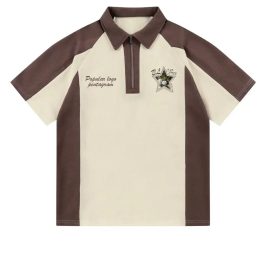 American Style Striped Zip Polo Shirt