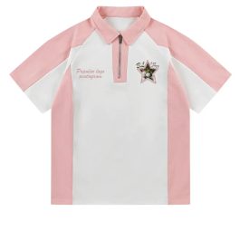 American Style Striped Zip Polo Shirt