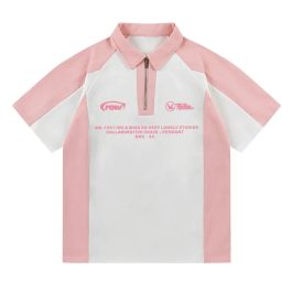 American Style Letter Zip Polo Shirt