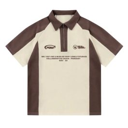 American Style Letter Zip Polo Shirt