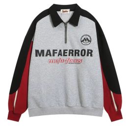 Patchwork Color Half-zip Polo Sweatshirt