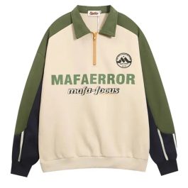 Patchwork Color Half-zip Polo Sweatshirt