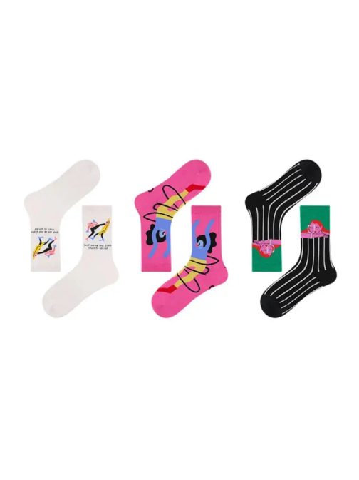 3 PCS Rainbow Mid-tube Socks