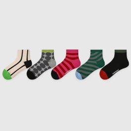 5PCS Colored Dotted Athletic Ankle Socks
