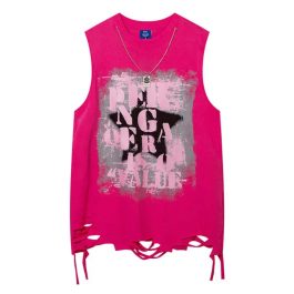 Necklace Ripped Letter Vest Tees