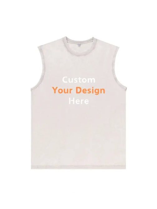 230g Washed Sleeveless Tees with Custom Embroidery - Image 4