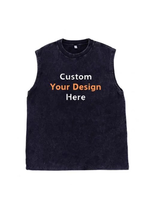 230g Washed Sleeveless Tees with Custom Embroidery - Image 2