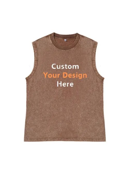 230g Washed Sleeveless Tees with Custom Embroidery - Image 3