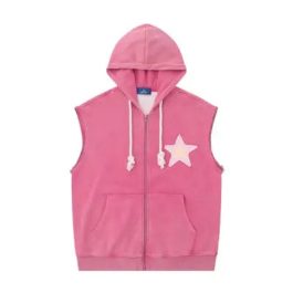 Removable Sleeves Star Zip-up Hoodie