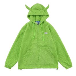 Gothic Devil Horn Y2k Zip Up Hoodie