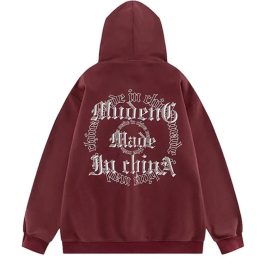 Gothic Letter Prints Zip Up Hoodie